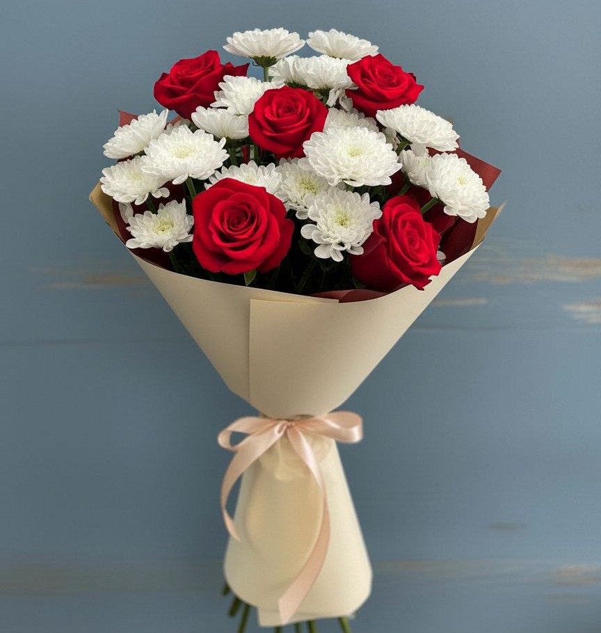 Букет цветов из: Розы и Хризантемы в Мурино