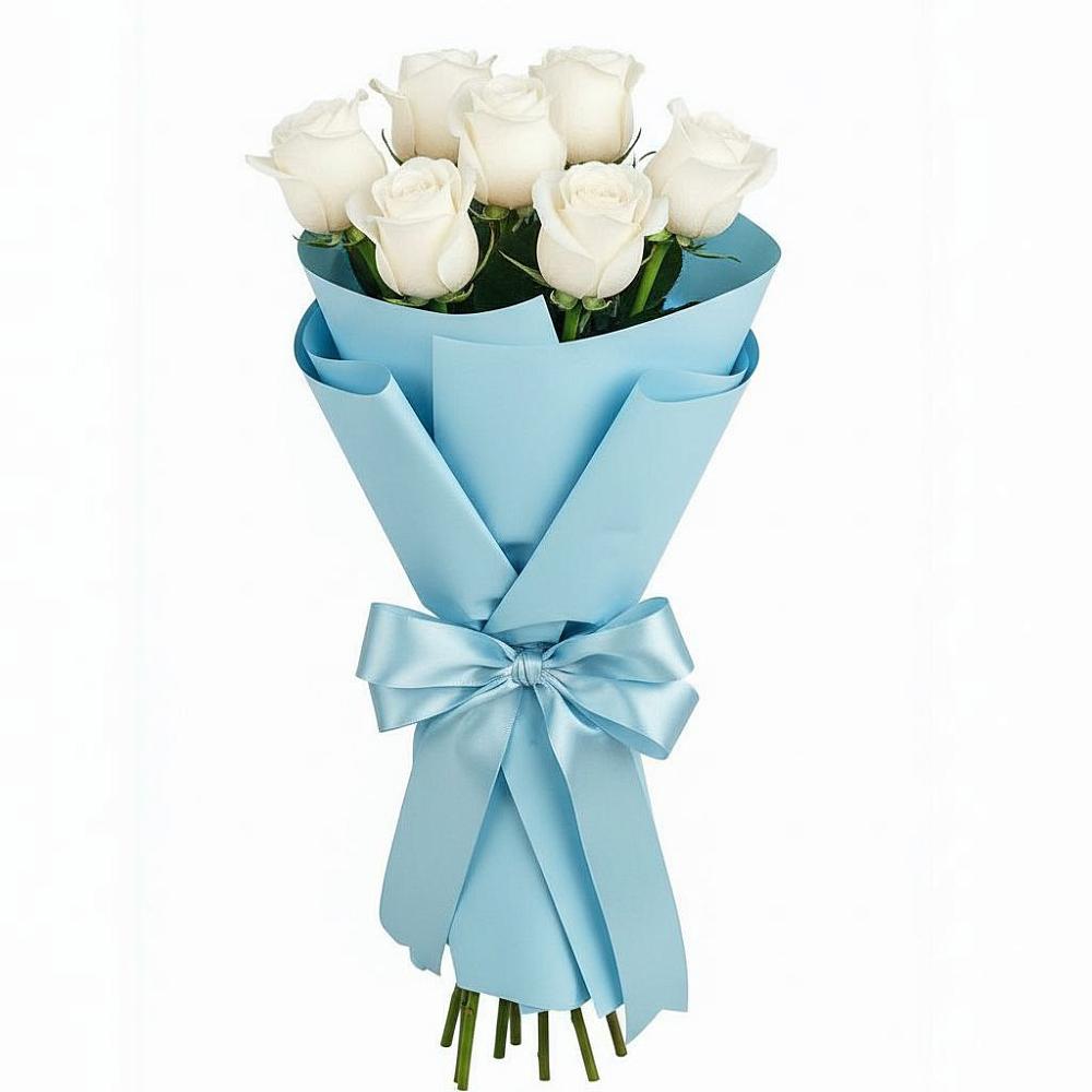 Букет 7 белых роз Проуд в Мурино