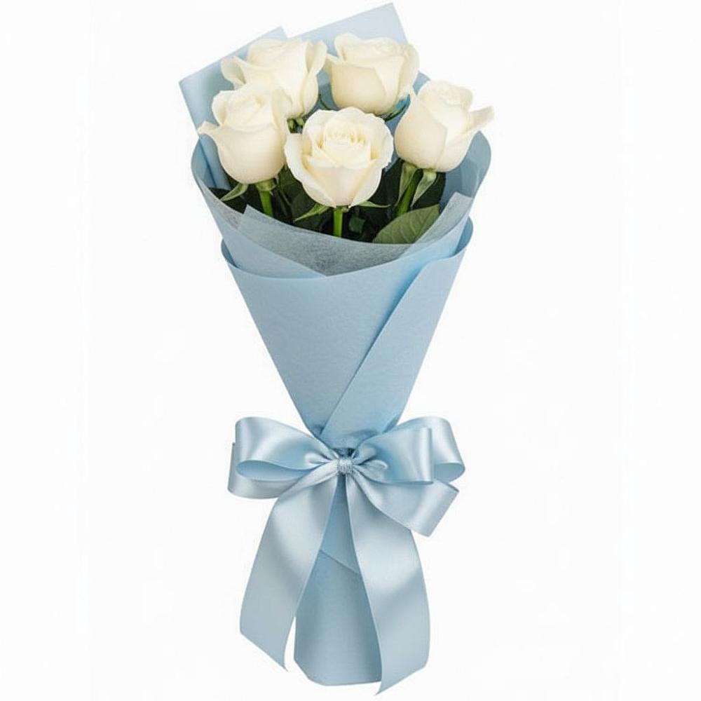 Букет 5 Белых роз Проуд в Мурино