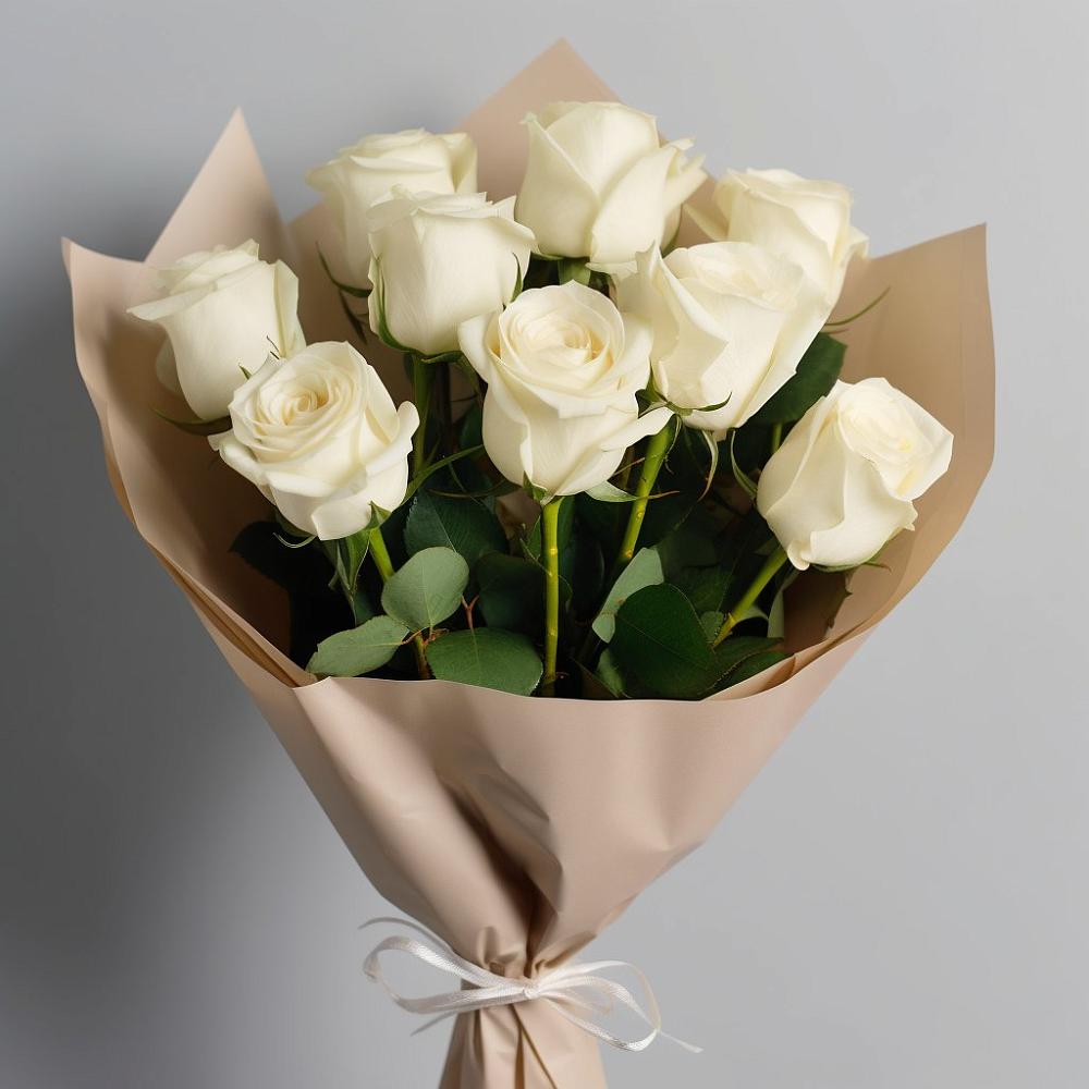 Букет 9 Белых роз Эдлесс Лав в Мурино