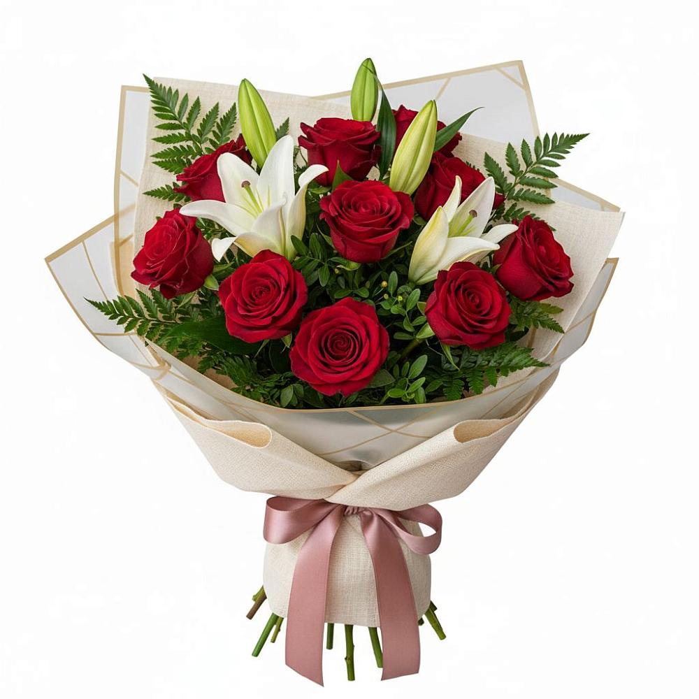 Букет цветов из: Лилии и Розы в Мурино