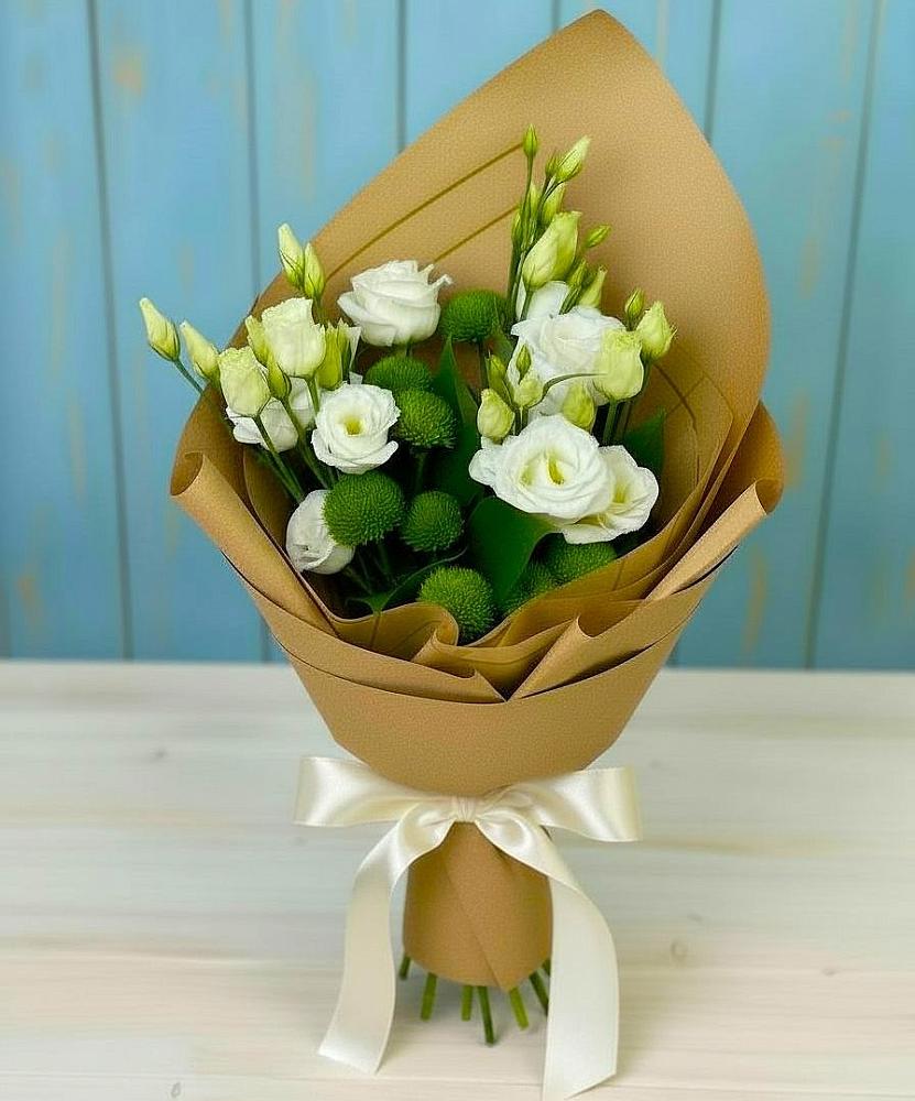 Букет цветов из: Хризантемы и Лизиантусы в Мурино