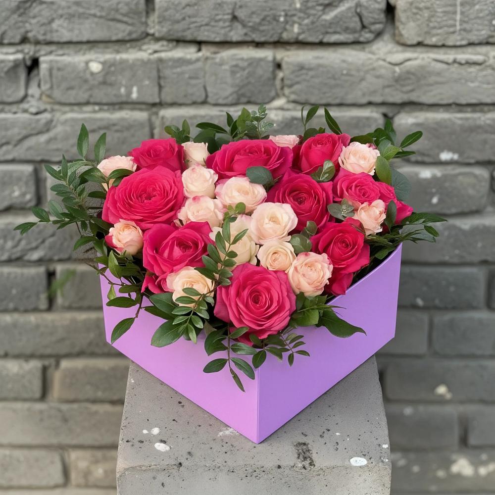 Цветочная композиция из Розы в коробке в Мурино