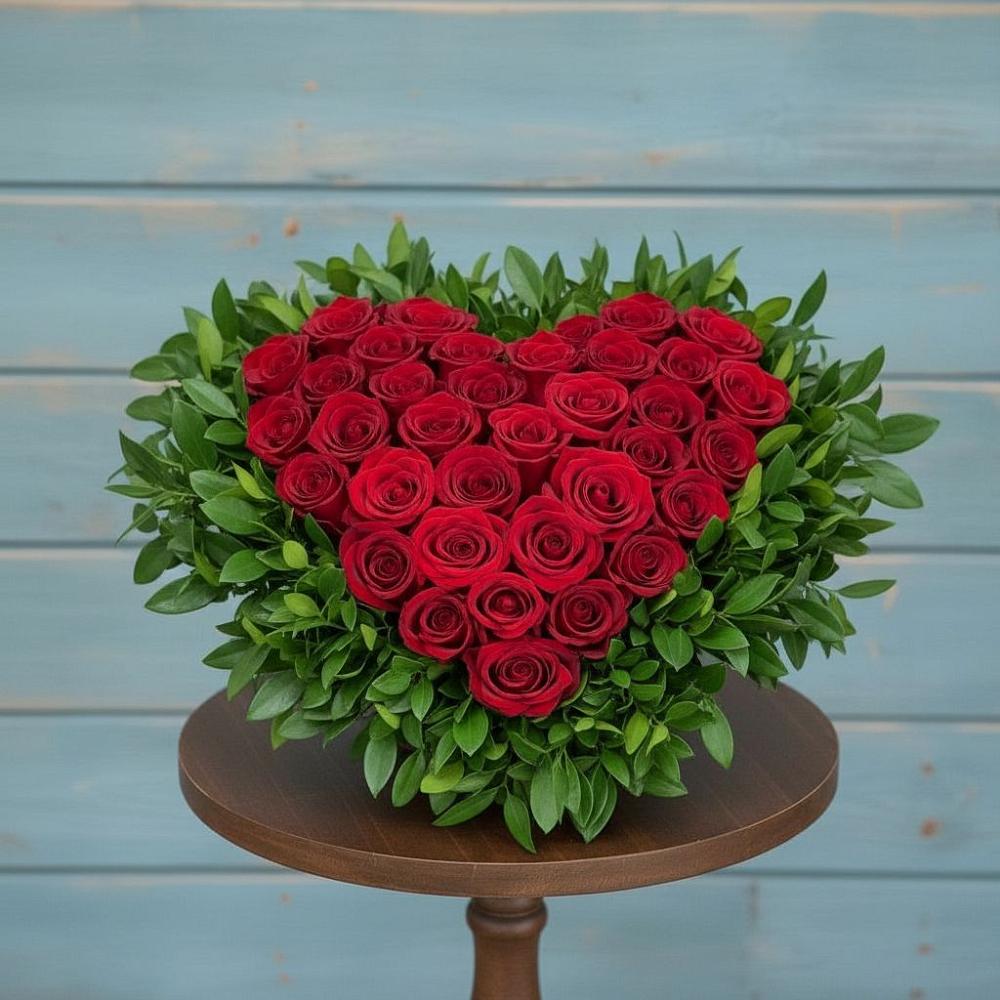 Цветочная композиция из Розы в виде сердца в Мурино