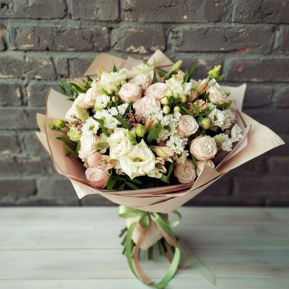 Букет цветов из: Альстромерии, Розы и Хризантемы в Мурино