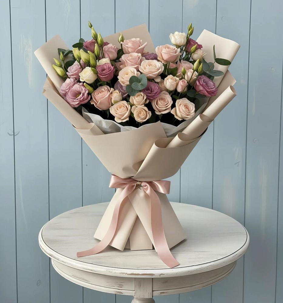 Букет цветов из: Розы и Лизиантусы в Мурино